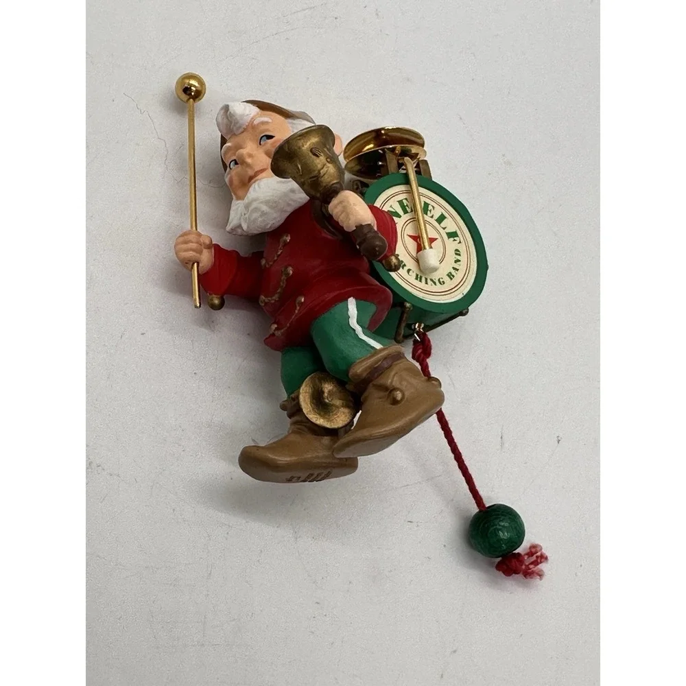 1993 Hallmark ONE ELF‎ MARCHING BAND Ornament Pull String for Movement Cymbals